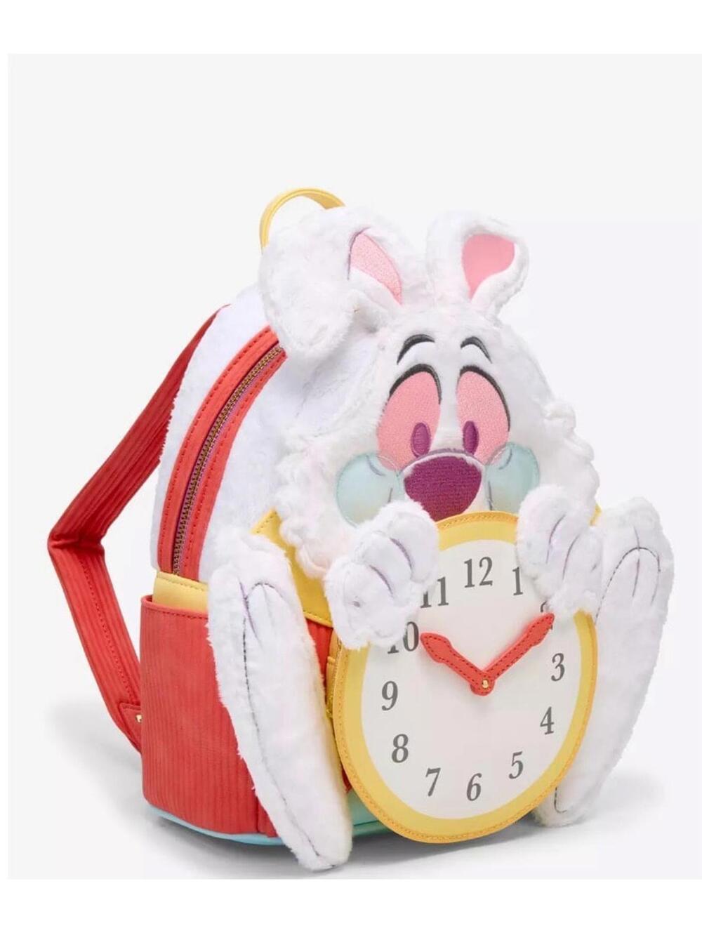 Loungefly Disney AIW White Rabbit Fuzzy Mini Backpack - Picture 2 of 5
